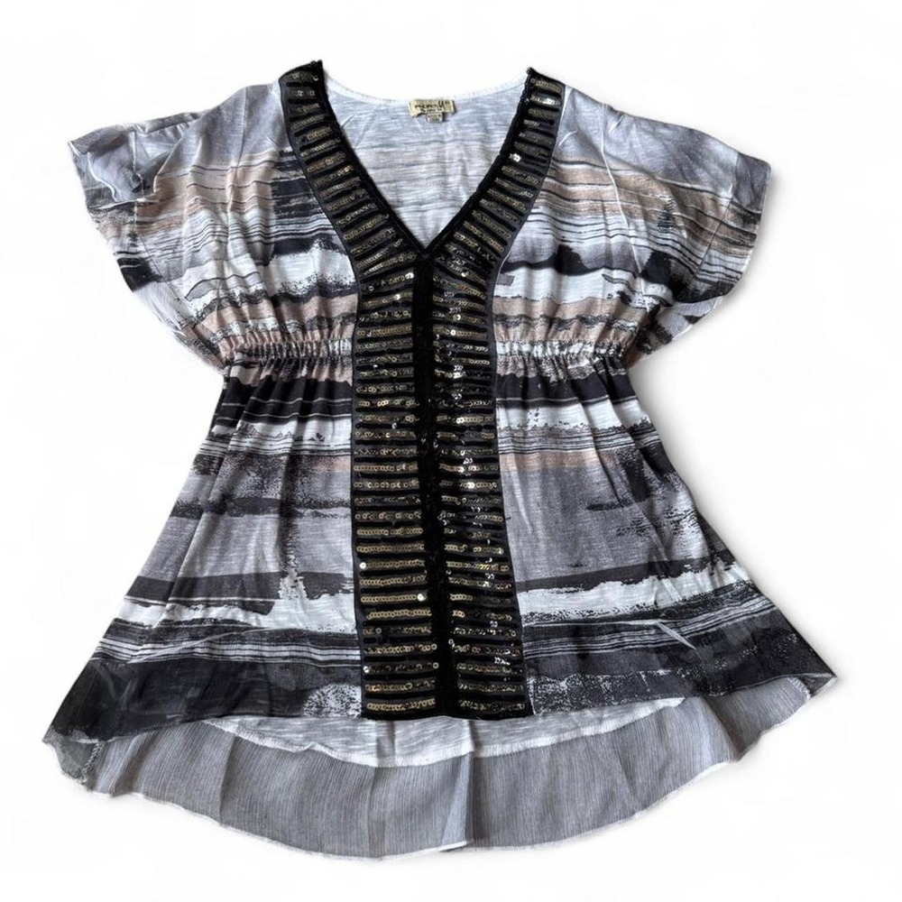 Y2K One World Grey / Black‎ Sequin Top